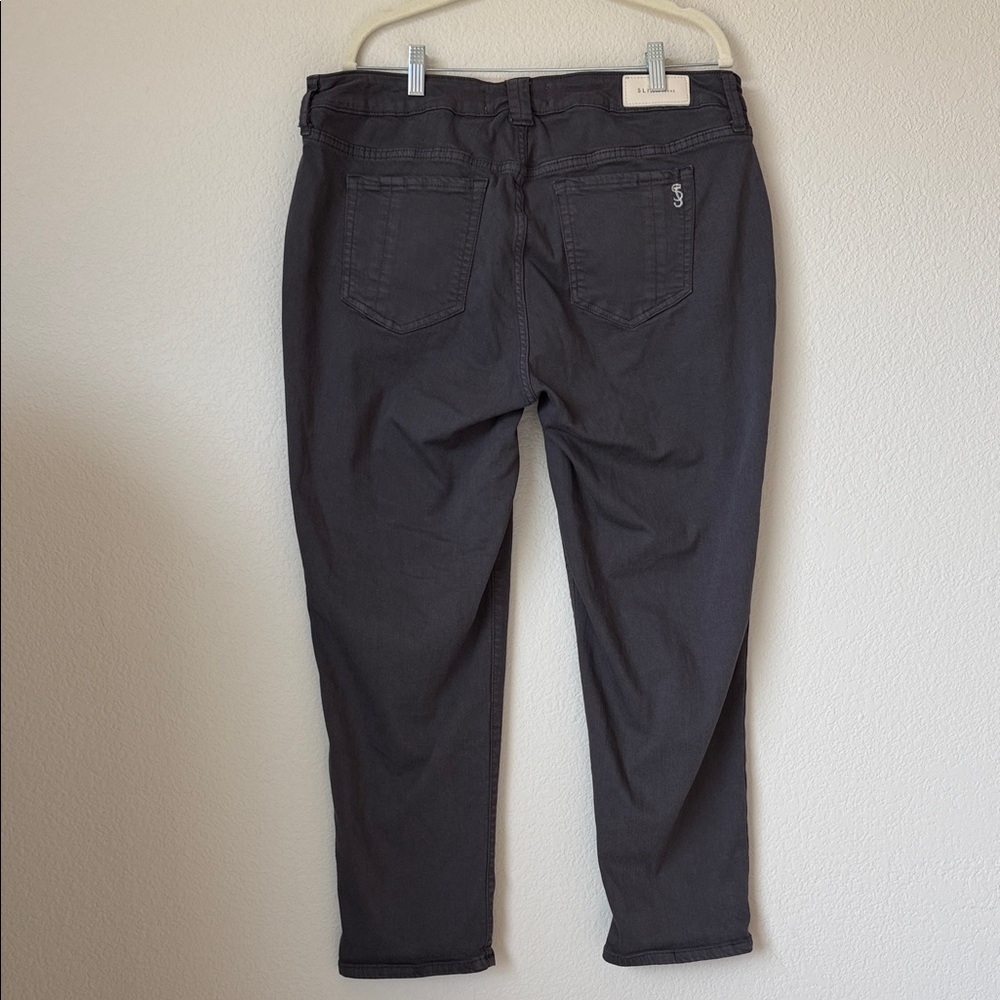 Slink Slim Straight Cropped Black Jeans Womens Size 14 Ankle Stretch - Picture 2 of 9